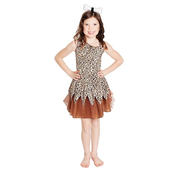 Cave Girl Seasons Girls Leopard Dress Halloween Costume Flintstones Pebbles - Picture 1 of 2